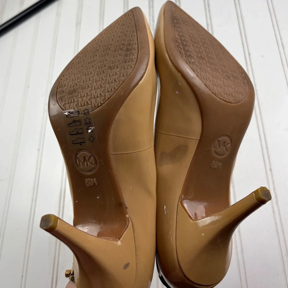 Michael Kors Nude Patent Leather Pointed Toe Heels Pumps Women's Size 8.5M